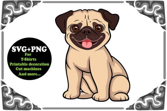 Cute Pug Dog SVG Png
