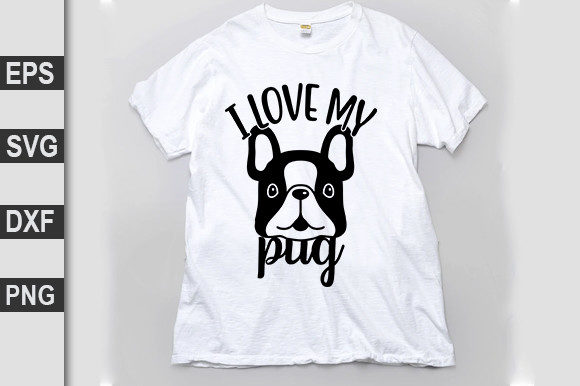Love My Pug Embroidery Design